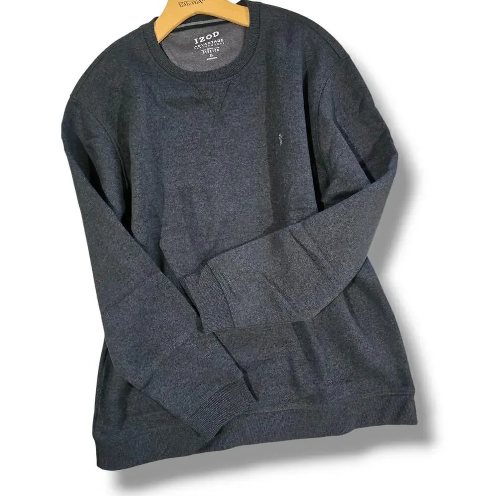 Izod men's black advanced performance stretch jasper fleece crewneck Sweater xl